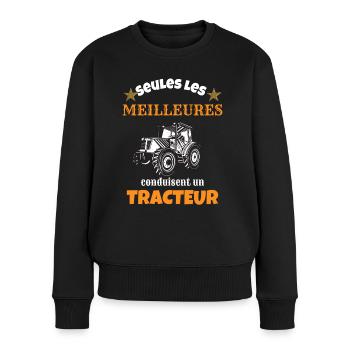 Seul les meilleures conduisent tracteur cadeau - Pull Premium bio Femme - noir - Devant - Julia (174cm)