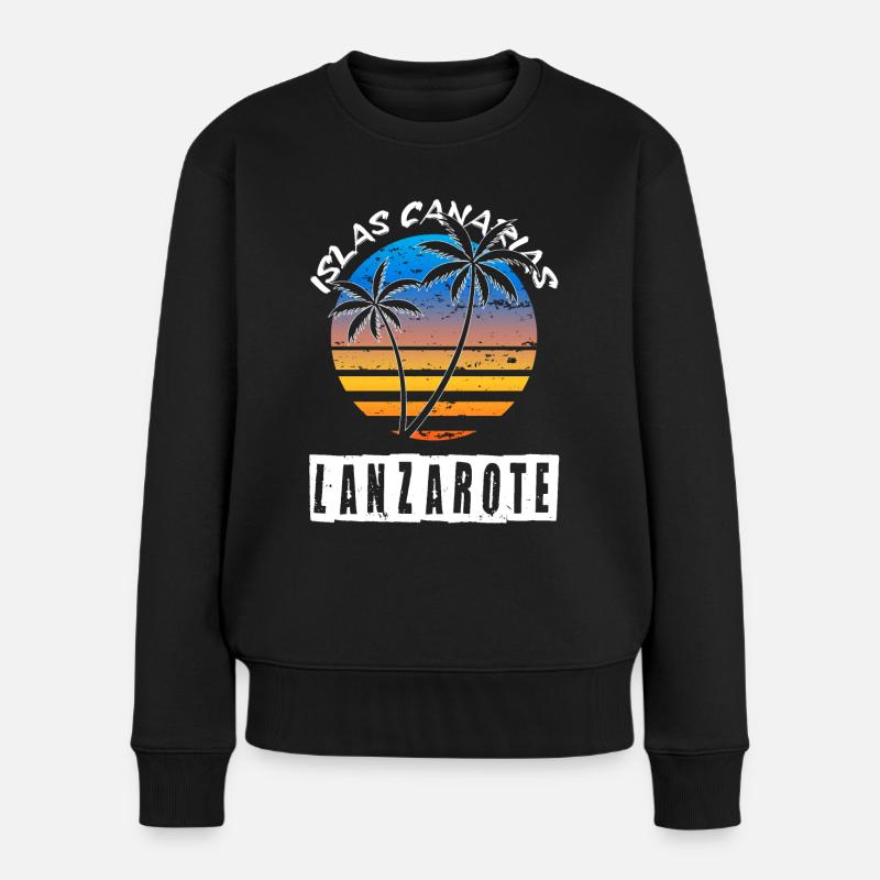 Lanzarote Été Soleil Plage Palmiers de mer - Pull Premium bio Femme - noir