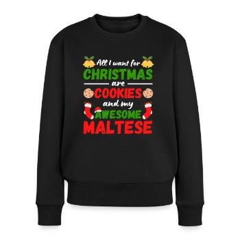Christmas Maltese Biscuits - Women's Premium Organic Jumper - black - Front - Julia (174cm)