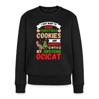 Ocicat de Noël chat cuisson biscuits avec chat - Pull Premium bio Femme - noir - Devant - Julia (174cm)
