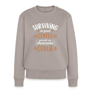 Collie Coffee Dog Cafe - Pull Premium bio Femme - taupe - Devant - Julia (174cm)