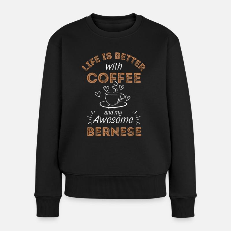 Berner Sennenhund Kaffee Hund Cafe - Frauen Premium Bio Pullover - Schwarz