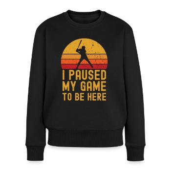 Baseball retro vintage - Frauen Premium Bio Pullover - Schwarz - Vorne - Julia (174cm)