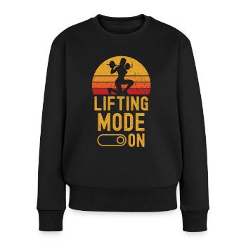 Lifting Mode on retro vintage - Frauen Premium Bio Pullover - Schwarz - Vorne - Julia (174cm)
