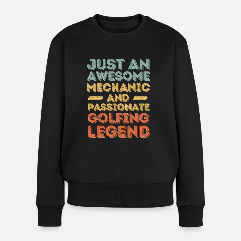 Mechaniker Golfen retro - Frauen Premium Bio Pullover - Schwarz