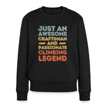 Handwerker Klettern retro - Frauen Premium Bio Pullover - Schwarz - Vorne - Julia (174cm)