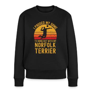 Volleyball und Norfolk-Terrier - Frauen Premium Bio Pullover - Schwarz - Vorne - Julia (174cm)