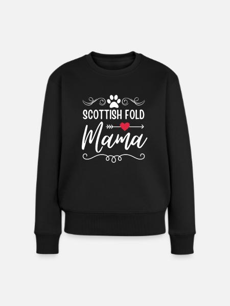 Schottische-faltohrkatze Mama - Frauen Premium Bio Pullover - Schwarz