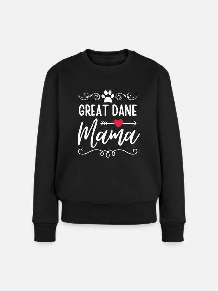 Deutsche Dogge Mama - Frauen Premium Bio Pullover - Schwarz