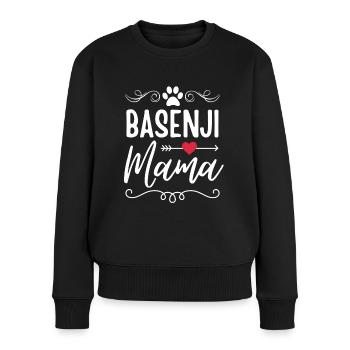 Basenji Mama - Frauen Premium Bio Pullover - Schwarz - Vorne - Julia (174cm)