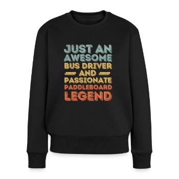 Busfahrer Paddleboard retro - Frauen Premium Bio Pullover - Schwarz - Vorne - Julia (174cm)