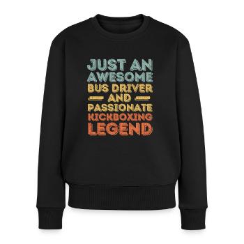 Busfahrer Kickboxen retro - Frauen Premium Bio Pullover - Schwarz - Vorne - Julia (174cm)