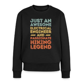 Elektroingenieur Wandern retro - Frauen Premium Bio Pullover - Schwarz - Vorne - Julia (174cm)