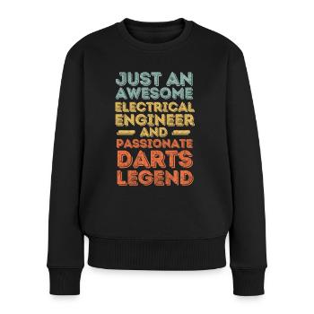 Elektroingenieur Darts retro - Frauen Premium Bio Pullover - Schwarz - Vorne - Julia (174cm)