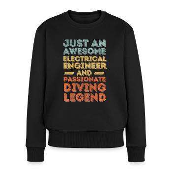 Elektroingenieur Tauchen retro - Frauen Premium Bio Pullover - Schwarz - Vorne - Julia (174cm)