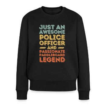 Polizist Paddleboard retro - Frauen Premium Bio Pullover - Schwarz - Vorne - Julia (174cm)
