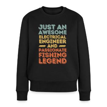 Elektroingenieur Angeln retro - Frauen Premium Bio Pullover - Schwarz - Vorne - Julia (174cm)