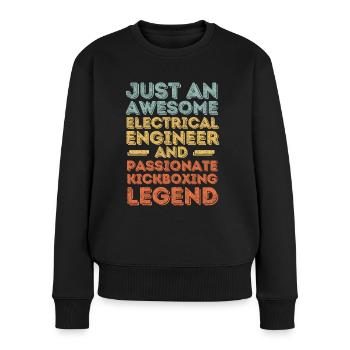 Elektroingenieur Kickboxen retro - Frauen Premium Bio Pullover - Schwarz - Vorne - Julia (174cm)