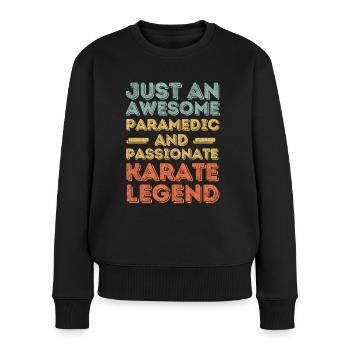 Paramedic Karaté rétro - Pull Premium bio Femme - noir - Devant - Julia (174cm)