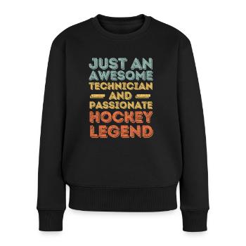 Technicien Hockey rétro - Pull Premium bio Femme - noir - Devant - Julia (174cm)