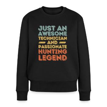 Technicien chasse rétro - Pull Premium bio Femme - noir - Devant - Julia (174cm)