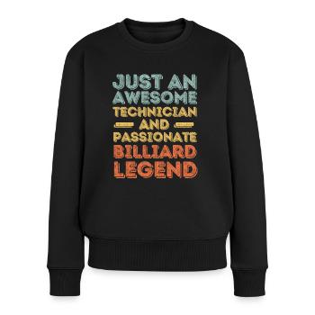 Technicien billard rétro - Pull Premium bio Femme - noir - Devant - Julia (174cm)