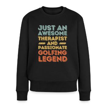Therapeut Golf retro - Frauen Premium Bio Pullover - Schwarz - Vorne - Julia (174cm)