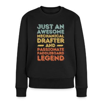 Technischer-Zeichner Paddleboard retro - Frauen Premium Bio Pullover - Schwarz - Vorne - Julia (174cm)