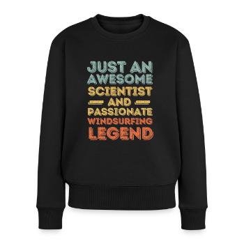 Wissenschaftler Windsurfen retro - Frauen Premium Bio Pullover - Schwarz - Vorne - Julia (174cm)