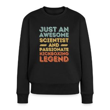 Wissenschaftler Kickboxen retro - Frauen Premium Bio Pullover - Schwarz - Vorne - Julia (174cm)