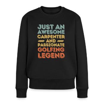 Zimmermann Golfen retro - Frauen Premium Bio Pullover - Schwarz - Vorne - Julia (174cm)