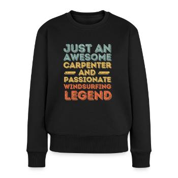 Zimmermann Windsurfen retro - Frauen Premium Bio Pullover - Schwarz - Vorne - Julia (174cm)