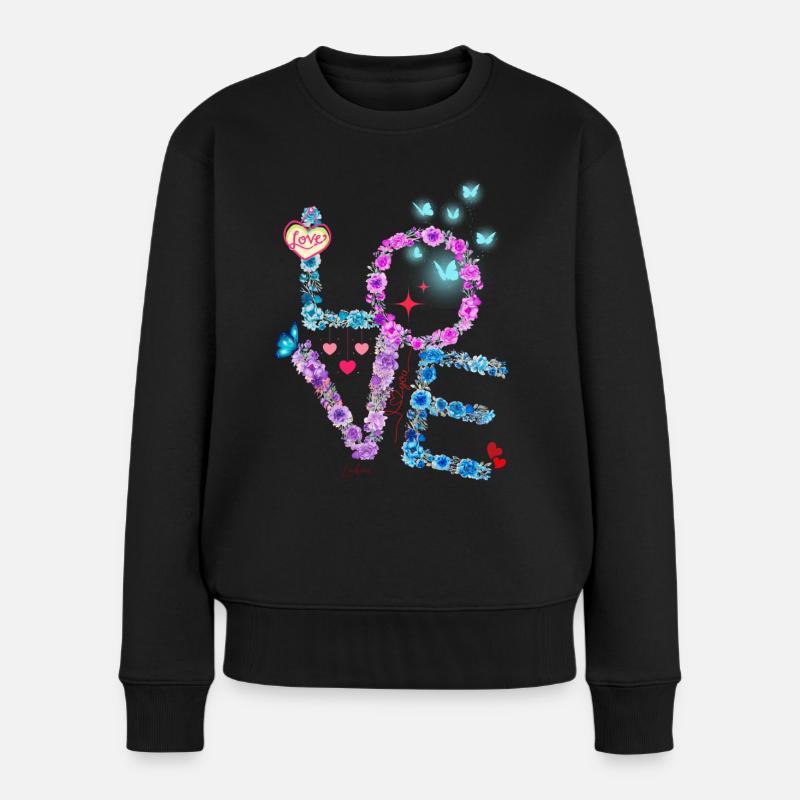 VALENTIN LOVE pink blau - Frauen Premium Bio Pullover - Schwarz