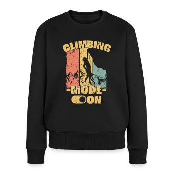 Klettern Retro - Frauen Premium Bio Pullover - Schwarz - Vorne - Julia (174cm)