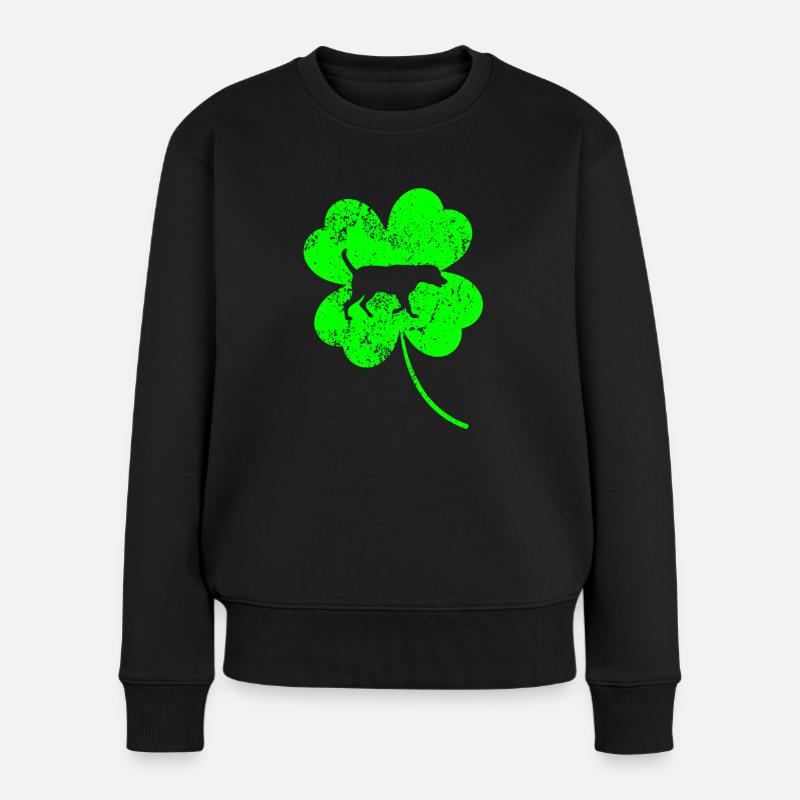 Labrador St.Patrick's day Shamrock - Frauen Premium Bio Pullover - Schwarz