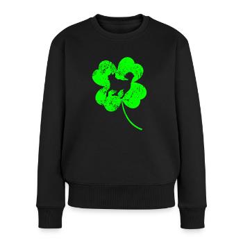 Husky St.Patricks Tag Shamrock - Frauen Premium Bio Pullover - Schwarz - Vorne - Julia (174cm)