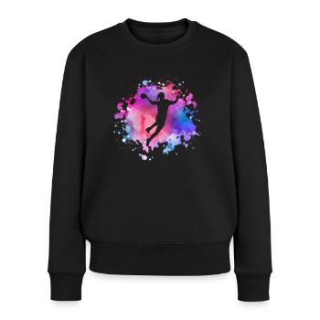 Frauen Handball Mädchen - Frauen Premium Bio Pullover - Schwarz - Vorne - Julia (174cm)