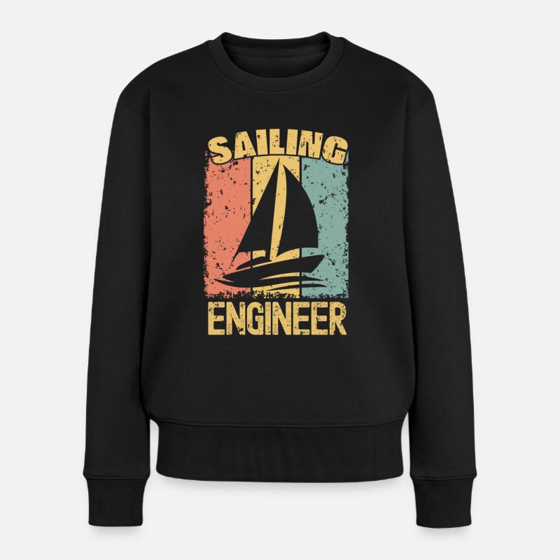 Segelingenieur retro - Frauen Premium Bio Pullover - Schwarz