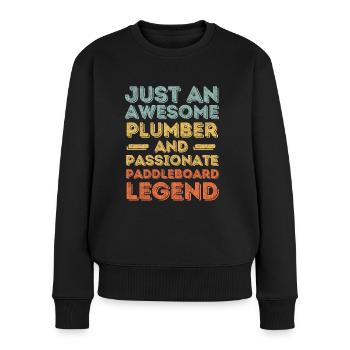 Klempner Paddleboard Legende Retro - Frauen Premium Bio Pullover - Schwarz - Vorne - Julia (174cm)