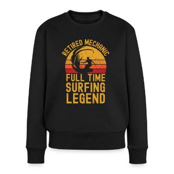 Pensionierte Mechaniker-Surf-Legende - Frauen Premium Bio Pullover - Schwarz - Vorne - Julia (174cm)