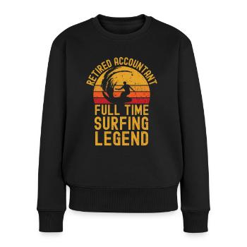 Surf-Legende im Ruhestand - Frauen Premium Bio Pullover - Schwarz - Vorne - Julia (174cm)