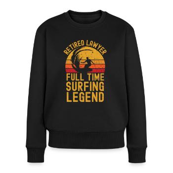 Surf-Legende im Ruhestand - Frauen Premium Bio Pullover - Schwarz - Vorne - Julia (174cm)