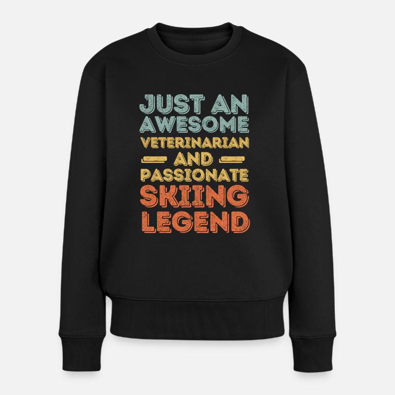 Vétérinaire Légende du ski rétro - Pull Premium bio Femme - noir