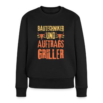 Bautechniker und Grillen - Frauen Premium Bio Pullover - Schwarz - Vorne - Julia (174cm)
