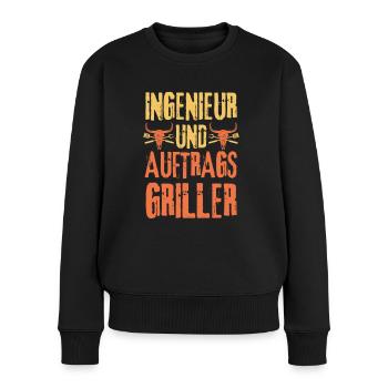 Ingenieur und Grillen - Frauen Premium Bio Pullover - Schwarz - Vorne - Julia (174cm)