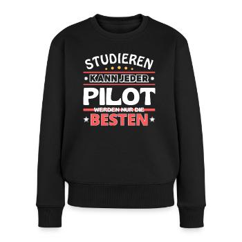 Nur die Besten werden Pilot - Frauen Premium Bio Pullover - Schwarz - Vorne - Julia (174cm)
