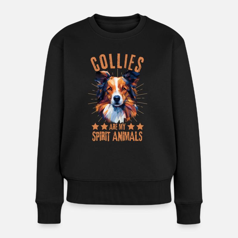 Collie Liebhaber Geometrie Collie Kunst - Frauen Premium Bio Pullover - Schwarz