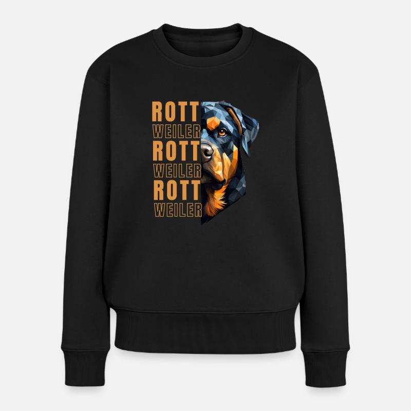 Rottweiler Liebhaber Geometrie Rottweiler Kunst - Frauen Premium Bio Pullover - Schwarz