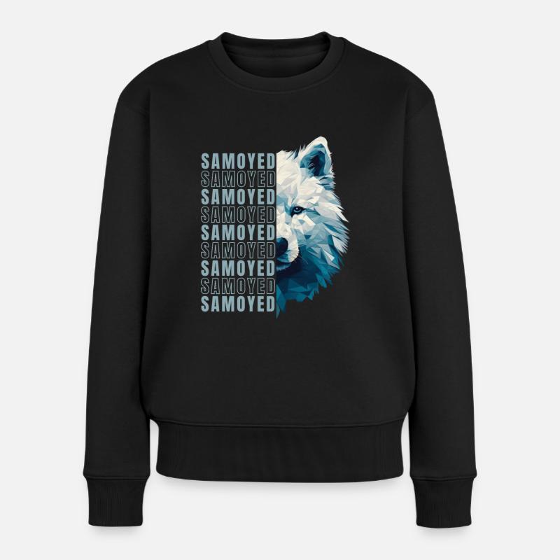 Samojede Liebhaber Geometrie Samojede Kunst - Frauen Premium Bio Pullover - Schwarz