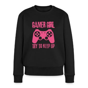 Gamer Girl essaie de suivre - Pull Premium bio Femme - noir - Devant - Julia (174cm)